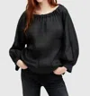 Allsaints Ellie Taffeta Full Blouse Top In Black In Black