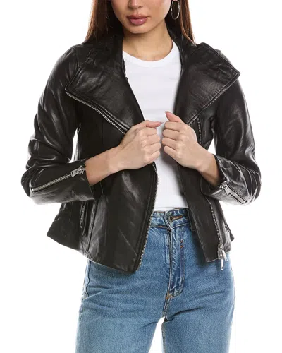 Allsaints Ellis Leather Biker Jacket In Black