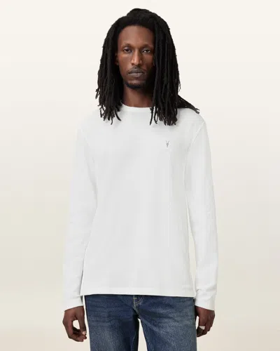 Allsaints Ellis Waffle Texture Crew Neck Jumper In Chalk White