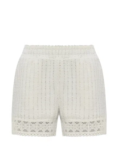Allsaints Elma Crochet-knit Lace-trim Shorts In Nude