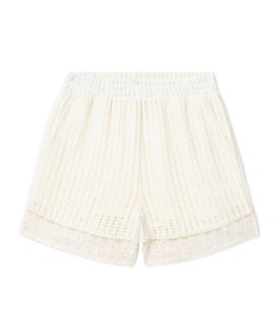 Allsaints Elma Mid Rise Crochet Cotton Shorts In Neutral