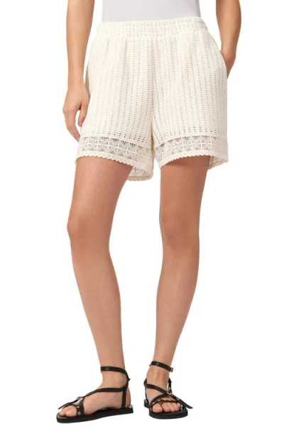 Allsaints Elma Open Stitch Lace Trim Shorts In Neutral
