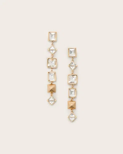 Allsaints Elora Drop Earrings In Warm Brass