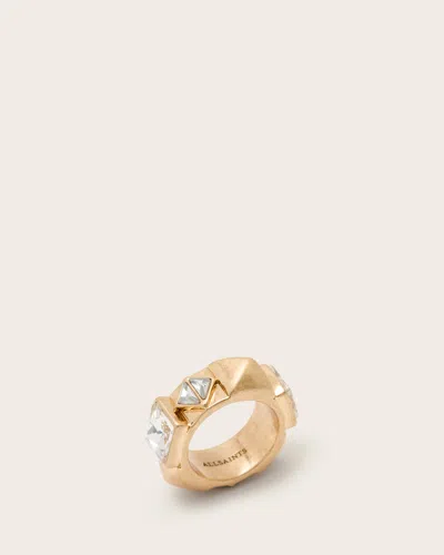 Allsaints Elora Embellished Ring In Warm Brass