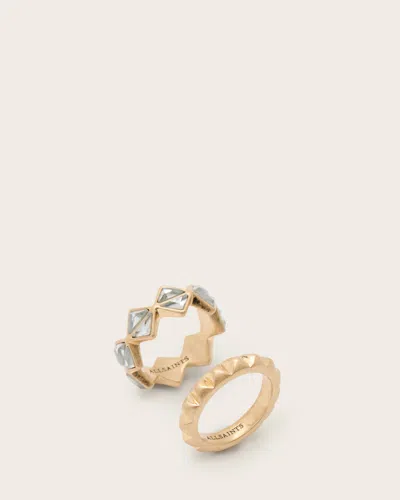 Allsaints Elora Mixed Ring Set In Warm Brass