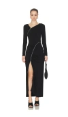 Allsaints Womens Black Elsie Zip-detail Stretch-woven Maxi Dress In Black