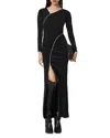 Allsaints Womens Black Elsie Zip-detail Stretch-woven Maxi Dress In Black