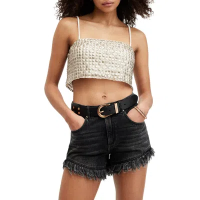 Allsaints Embellished Crop Top In Neutral