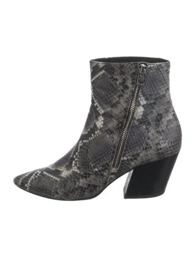 Pre-owned Allsaints Embossed Leather Animal Print Boots In White
