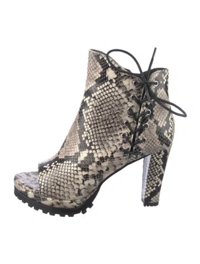 Pre-owned Allsaints Embossed Leather Animal Print Slingback Pumps In Neutral