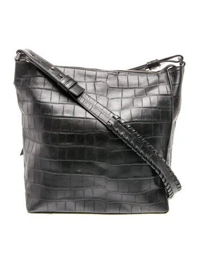 Pre-owned Allsaints Embossed Leather Crossbody Bag In Black