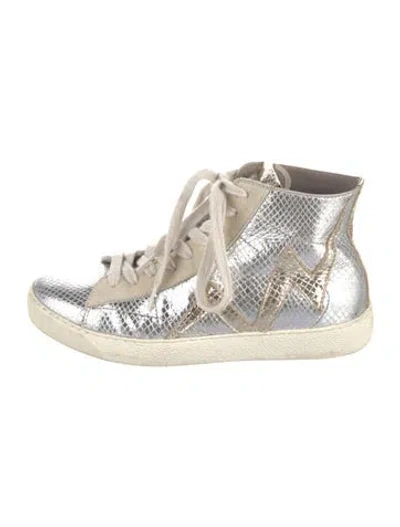 Pre-owned Allsaints Embossed Leather Patterned Sneakers In Multi