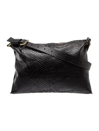 Pre-owned Allsaints Embossed Leather Shoulder Bag In Black