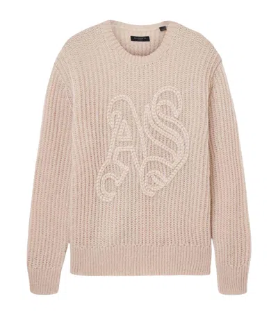 Allsaints Embroidered Chainy Sweater In Pink