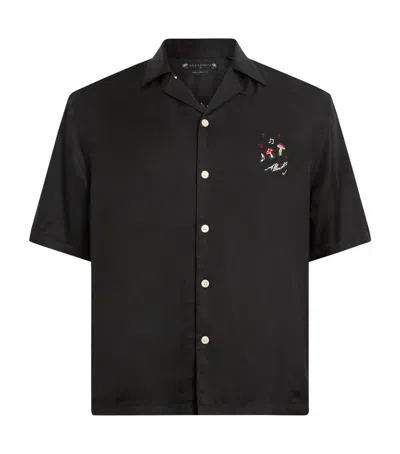 Allsaints Embroidered Fungi Shirt In Black