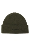 Allsaints Underground Embroidered Logo Beanie In Green