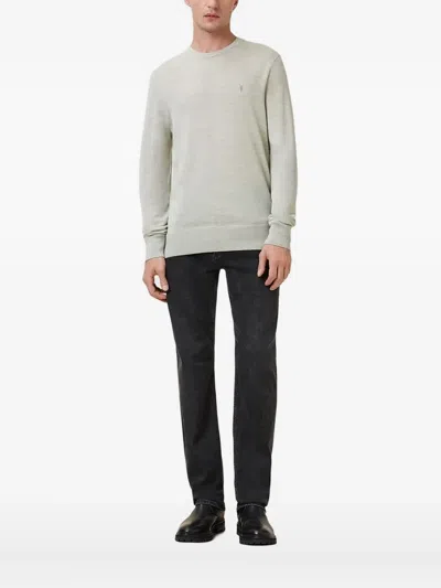 Allsaints Embroidered-logo Crew-neck Sweater In Gray
