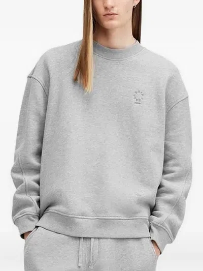Allsaints Embroidered-logo Crew-neck Sweatshirt In Gray
