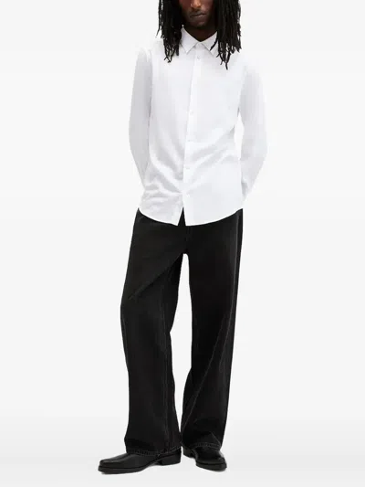 Allsaints Embroidered Long-sleeve Shirt In White