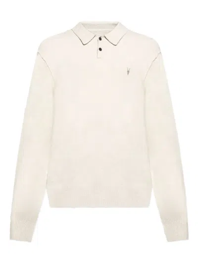 Allsaints Statten Regular Fit Polo Collar Sweater In Animal Print