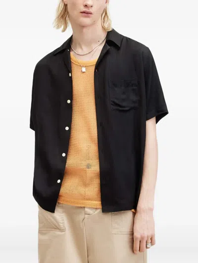 Allsaints Embroidered-sun Motif Shirt In Black