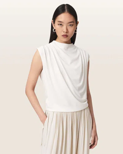 Allsaints Emerson Sleeveless Pleated Top In White