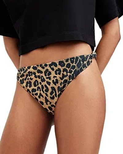 Allsaints Emma Bikini Bottom In Leopard Brown
