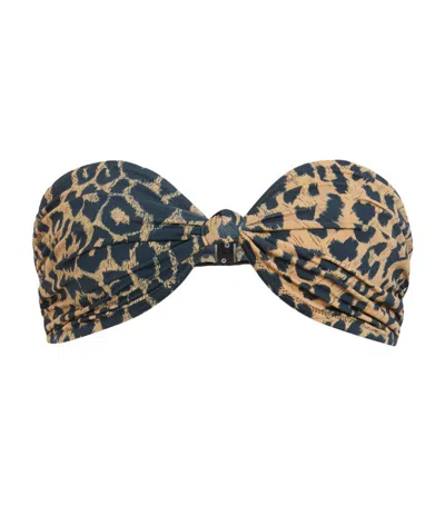 Allsaints Emma Leopard Print Bandeau Bikini Top In Leopard Brown