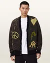 Allsaints Emotive Oversized Jacquard Cardigan In Black