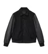 Allsaints Mens Black Endleton Contrast-panel Leather And Woven Bomber Jacket In Black