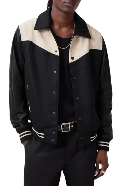 Allsaints Endleton Contrast Bomber Jacket In Black