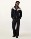 Allsaints Endleton Contrast Leather Bomber Jacket In Black/ecru White