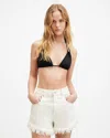 Allsaints Erica Halter Neck String Bikini Top In Black Shine