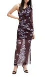 Allsaints Eris Pleated Single Long Sleeve Mesh Maxi Dress