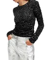 Allsaints Eris Metallic Leopard Print Top In Black