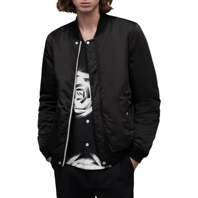 Allsaints Eris Reversible Bomber Jacket In Silver/black