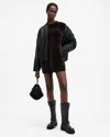 Allsaints Eris Ruched Velvet Mini Dress In Rich Brown