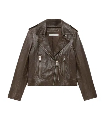 Allsaints Errie Leather Biker Jacket In Brown