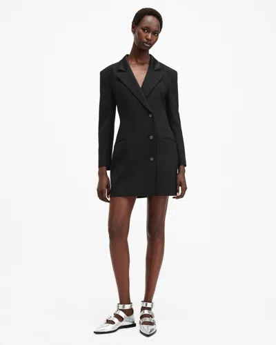 Allsaints Erykah Slim Fit Mini Blazer Dress In Black