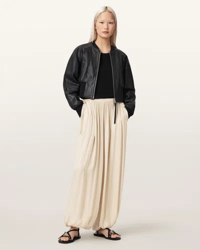 Allsaints Eshe Baggy Fit Satin Pants In Neutral