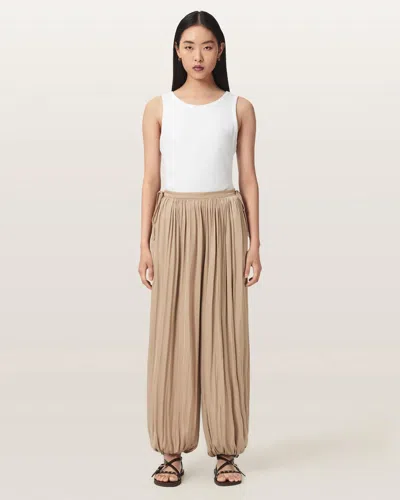 Allsaints Eshe Loose Fit Satin Pants In Nude