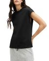 Allsaints Esme Crew Neck Faced Shoulder T-shirt In Black