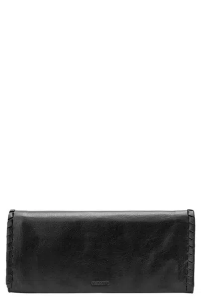 Allsaints Esme Whipstitch Continental Leather Wallet In Black