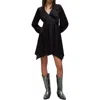 Allsaints Esta Long Sleeve Asymmetric Hem Dress In Black