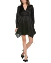 Allsaints Esta Long Sleeve Asymmetric Hem Dress In Black