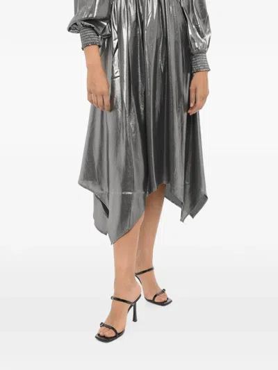 Allsaints Estelle Asymmetric Metallic Midi Dress In Multi