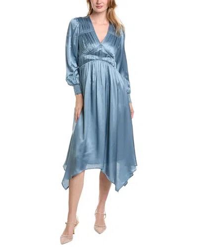 Allsaints Estelle Silk-blend Mini Dress In Blue