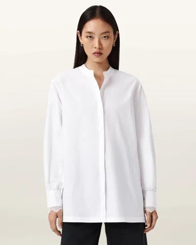 Allsaints Ethel Lace Trim Shirt In White