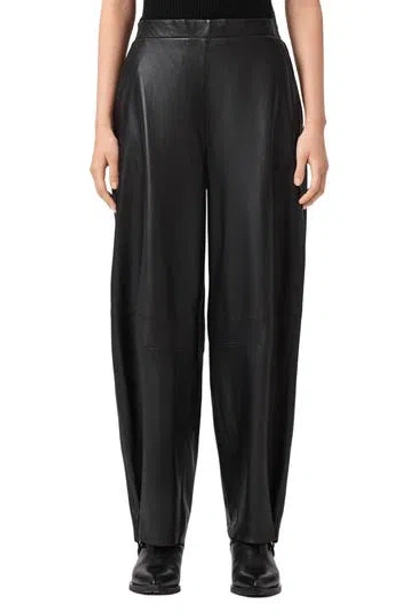 Allsaints Etta Barrel Leg Leather Pants In Animal Print