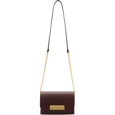 Allsaints Etta Leather Clutch In Dark Red